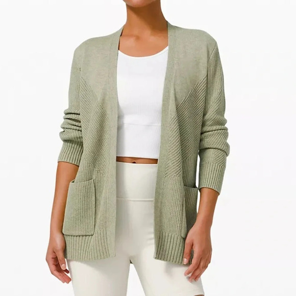 Lululemon Cotton Knit Textured Wrap Rosemary Green Size 6 - Picture 2 of 8